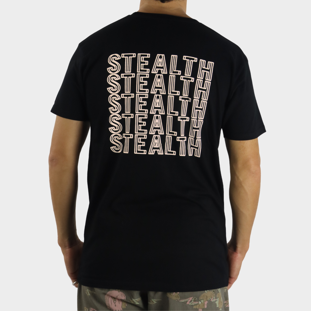 Stealth Vibes Tee - Black / Sand - Stealth Bodyboards