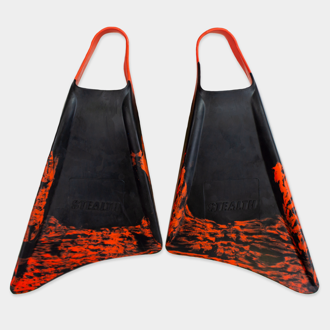 Stealth S1 Supreme Swimfins - Black / Fluro Red