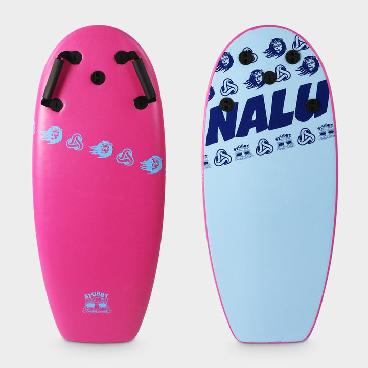 Nalu Stubby 38"- Bodyboard for kids - Surfboard with handles - Pink / Ice Blue